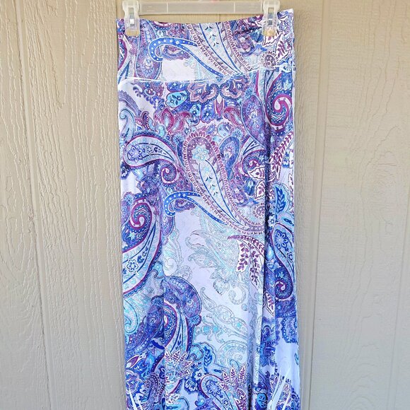 Blue Purple Paisley Long Skirt Size Large - Picture 1 of 5